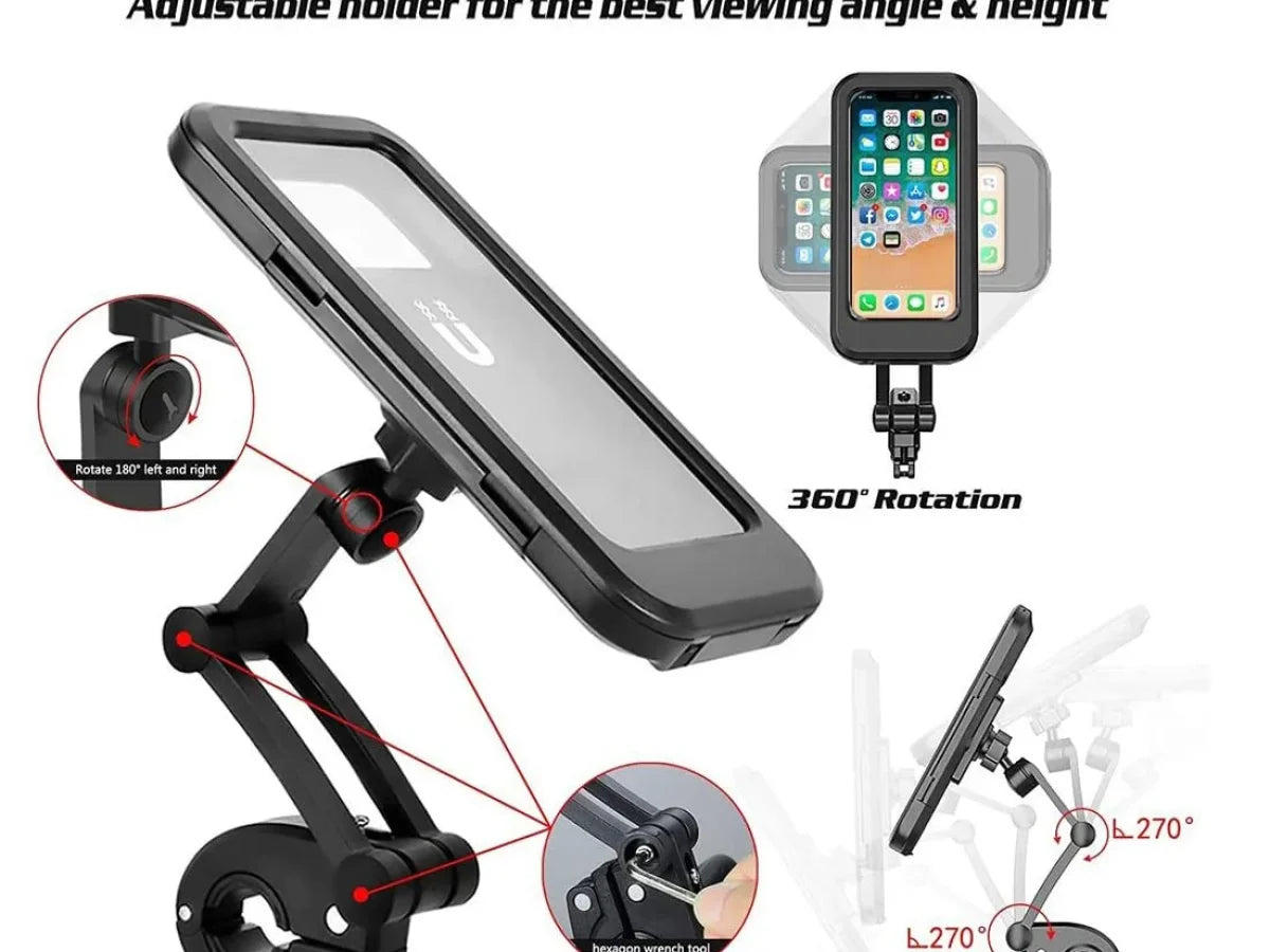 Waterproof Bike Phone Mount - 360° Rotatable Motorcycle & Bicycle Mobile Holder